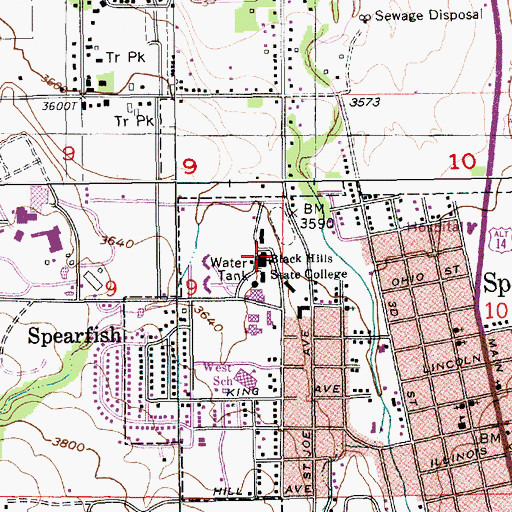 Topographic Map of Black Hills State University, SD