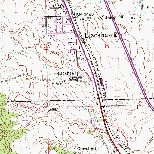 Topographic Map of Blackhawk Cemetery, SD