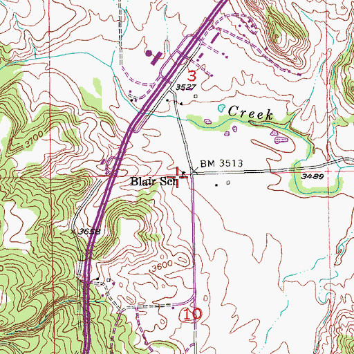 Topographic Map of Blair School, SD