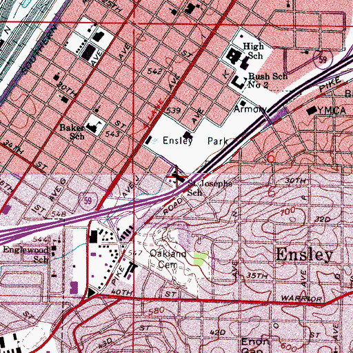 Topographic Map of Saint Josephs School, AL