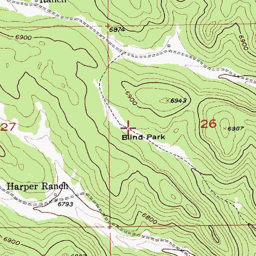 Topographic Map of Blind Park, SD