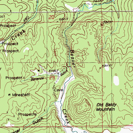 Topographic Map of Bonanza Gulch, SD