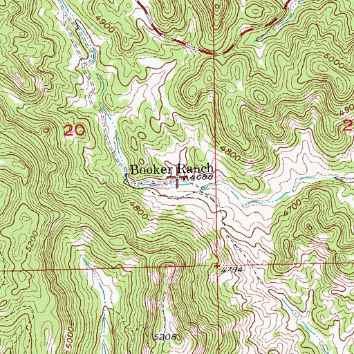 Topographic Map of Booker Ranch, SD