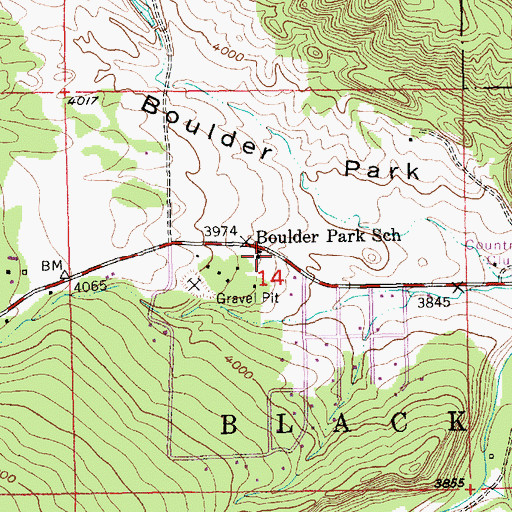 Topographic Map of Boulder Park School, SD