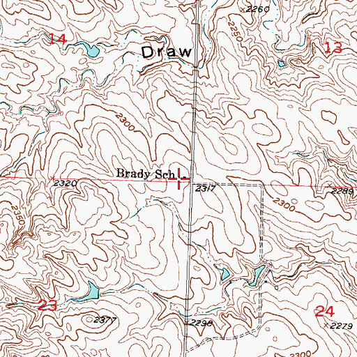 Topographic Map of Brady School, SD