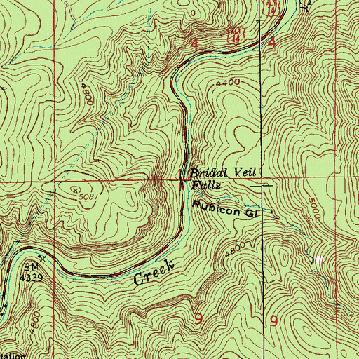 Topographic Map of Bridal Veil Falls, SD