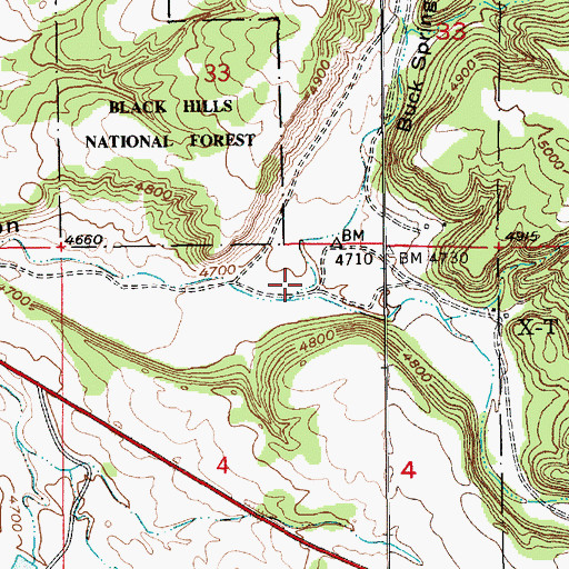Topographic Map of Buck Spring Canyon, SD