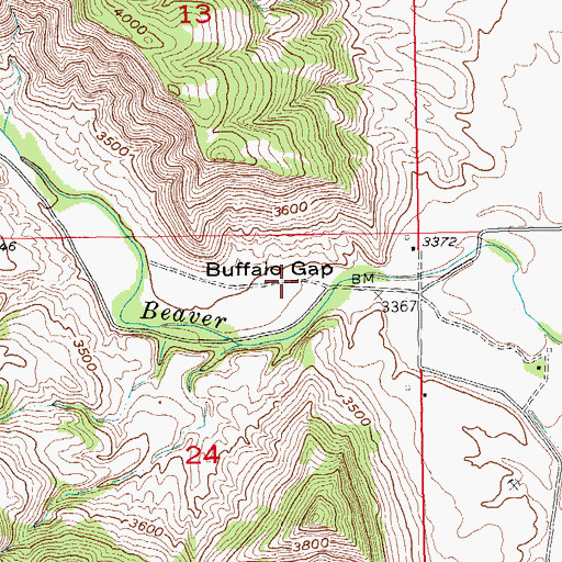 Topographic Map of Buffalo Gap, SD