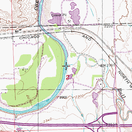 Topographic Map of Bull Creek, SD