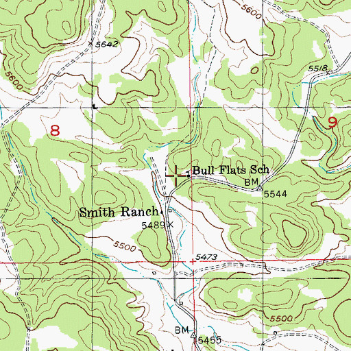 Topographic Map of Bull Flats School, SD