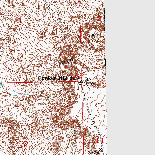 Topographic Map of Bunker Hill School, SD