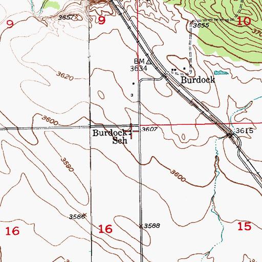 Topographic Map of Burdock School, SD