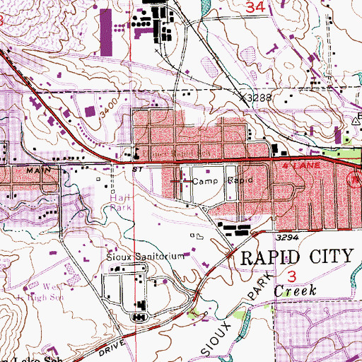 Topographic Map of Camp Rapid, SD