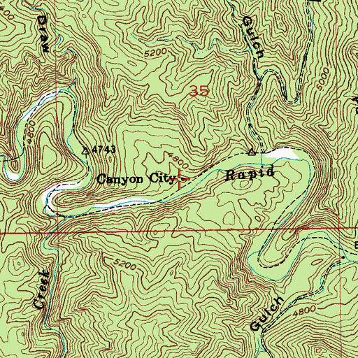 Topographic Map of Canyon City (historical), SD