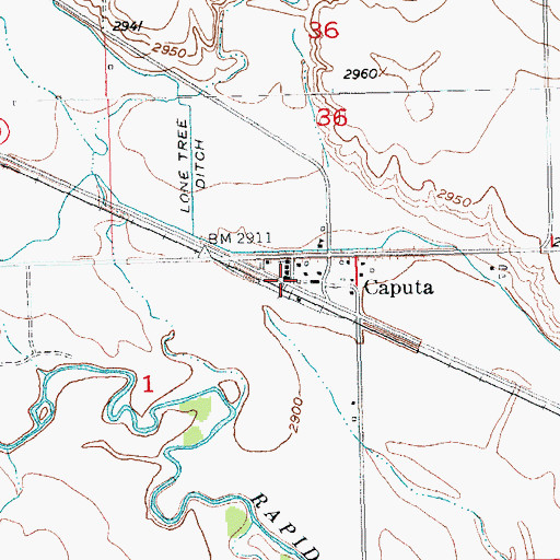 Topographic Map of Caputa, SD