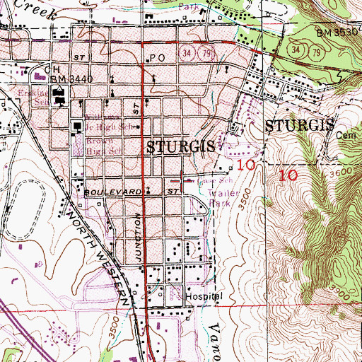Topographic Map of Case School, SD