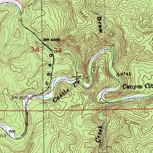 Topographic Map of Castle Creek, SD