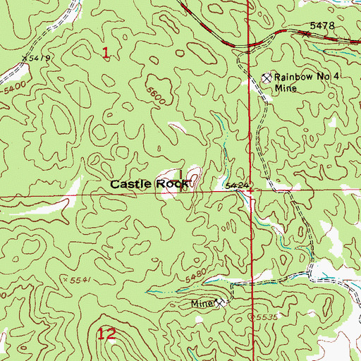 Topographic Map of Castle Rock, SD