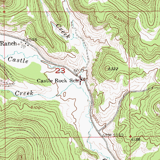 Topographic Map of Castle Rock School, SD