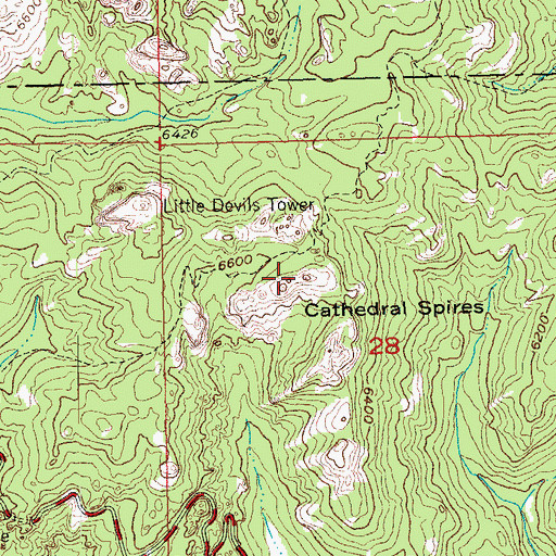 Topographic Map of Cathedral Spires, SD