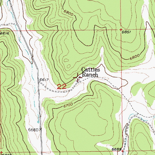 Topographic Map of Cattles Ranch, SD