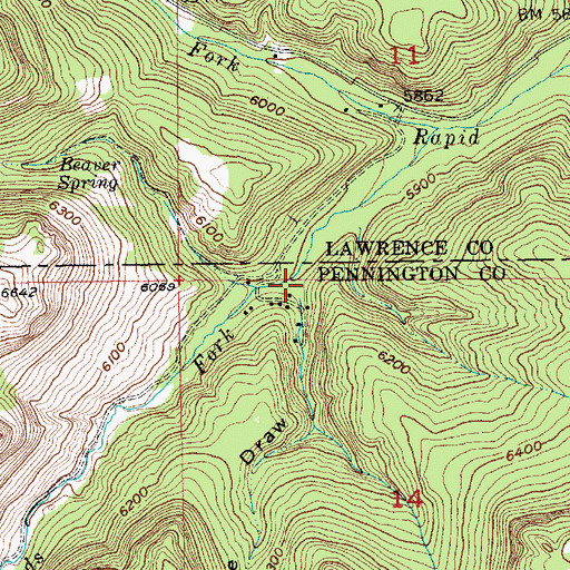Topographic Map of Cave Draw, SD