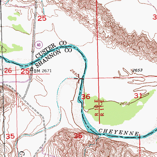 Topographic Map of Cedar Creek, SD