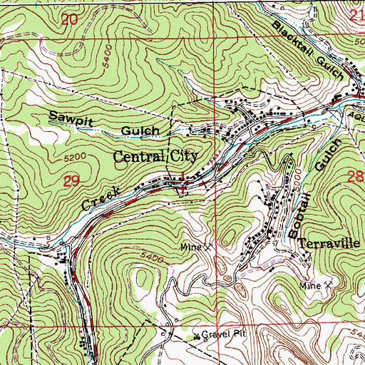 Topographic Map of Central City, SD