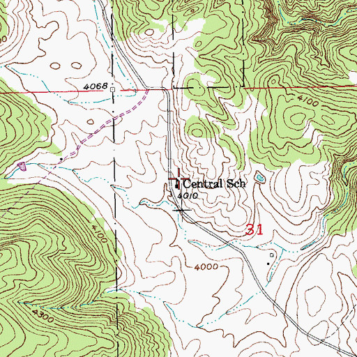 Topographic Map of Central School, SD