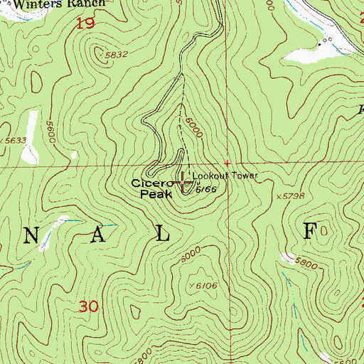 Topographic Map of Cicero Peak, SD