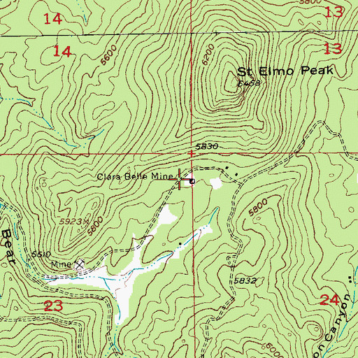 Topographic Map of Clara Belle Mine, SD