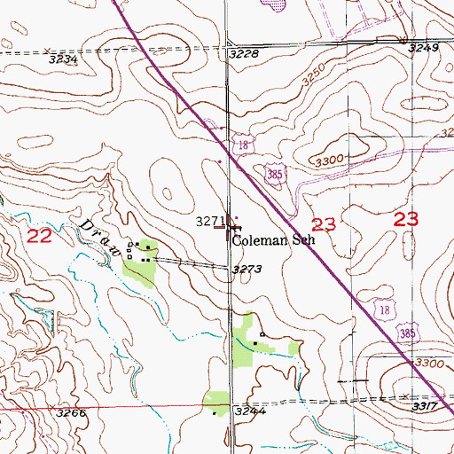 Topographic Map of Coleman School, SD