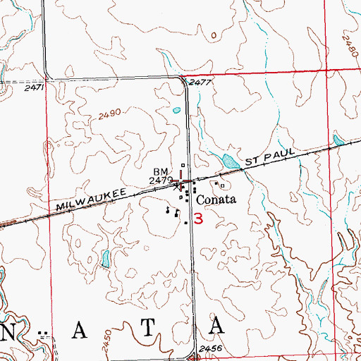 Topographic Map of Conata, SD