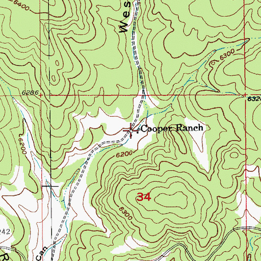 Topographic Map of Cooper Ranch, SD