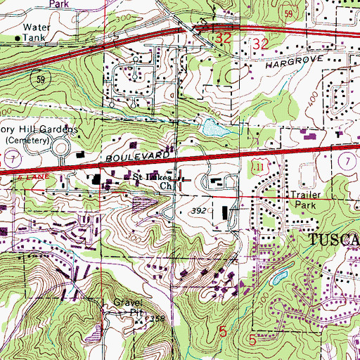 Topographic Map of Saint Lukes Church, AL