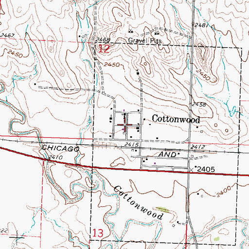 Topographic Map of Cottonwood, SD