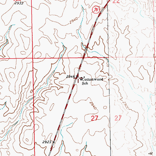 Topographic Map of Cottonwood School, SD
