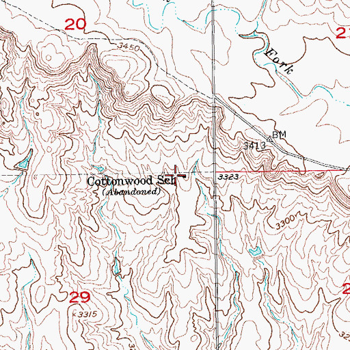 Topographic Map of Cottonwood School, SD