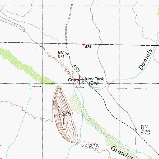 Topographic Map of Tony Tank, AZ