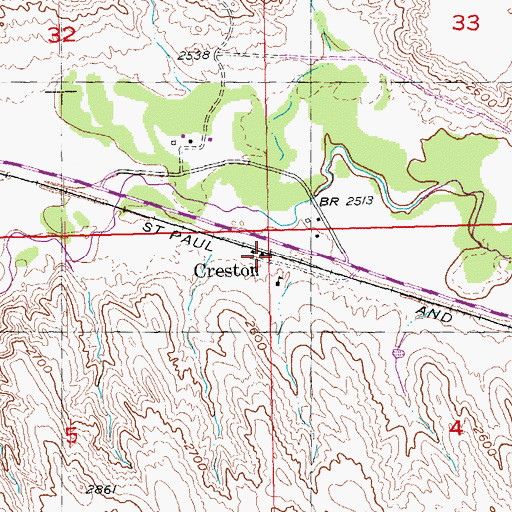 Topographic Map of Creston, SD
