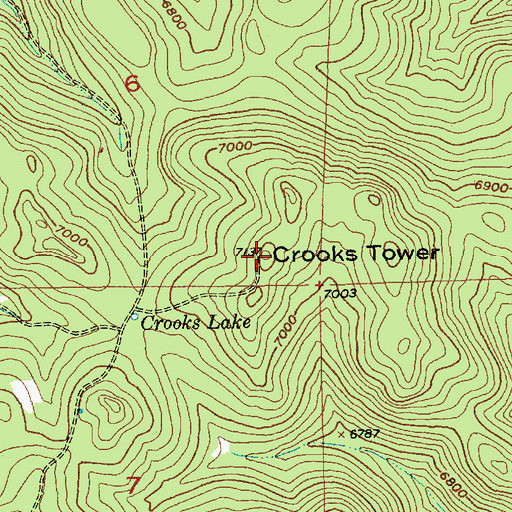 Topographic Map of Crooks Tower, SD