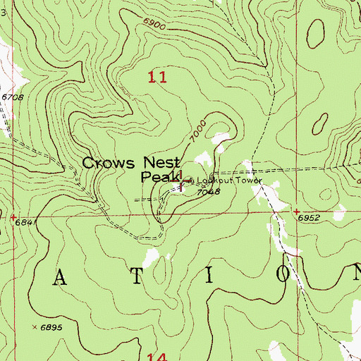 Topographic Map of Crows Nest Peak, SD
