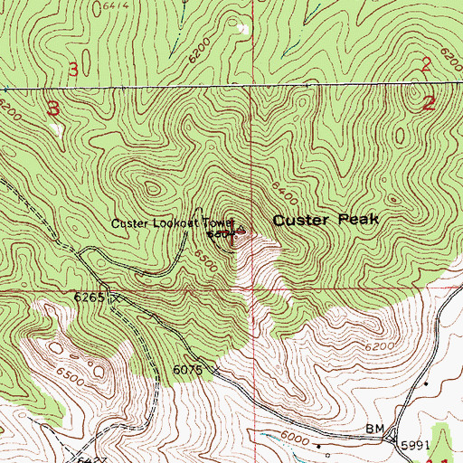 Topographic Map of Custer Peak, SD