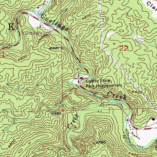 Topographic Map of Custer State Park Headquarters, SD