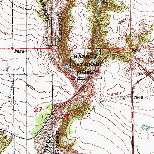 Topographic Map of Deadhorse Canyon, SD