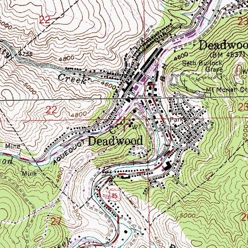Topographic Map of Deadwood Creek, SD