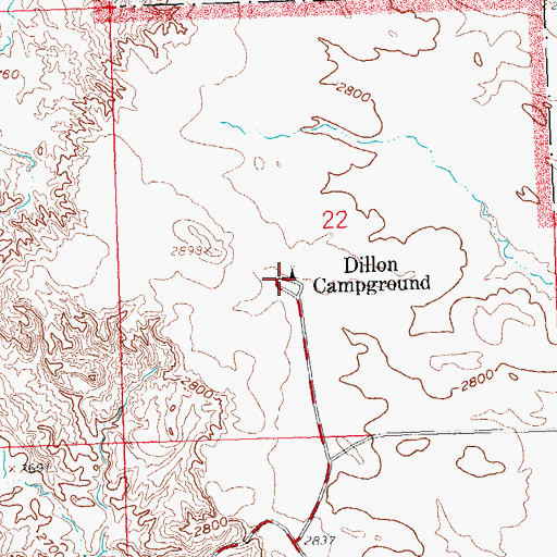 Topographic Map of Dillon Campground, SD