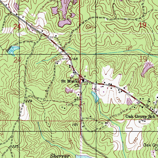 Topographic Map of Saint Marks Church, AL