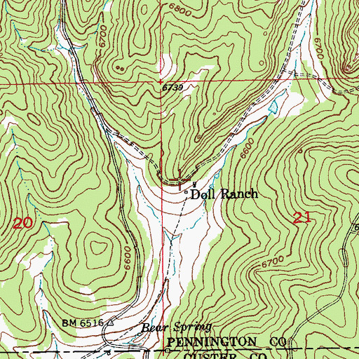 Topographic Map of Doll Ranch, SD