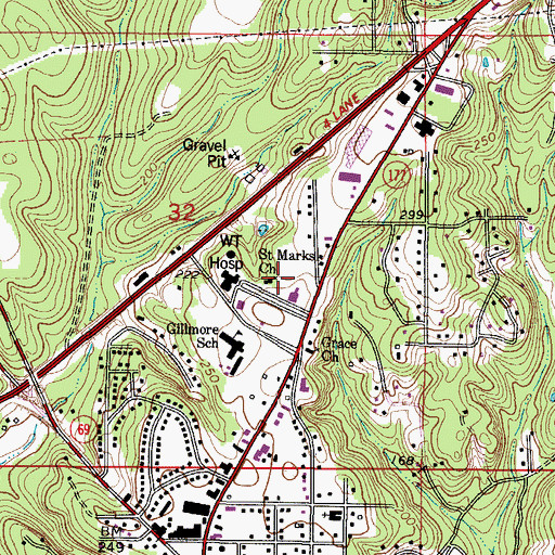 Topographic Map of Saint Marks Church, AL